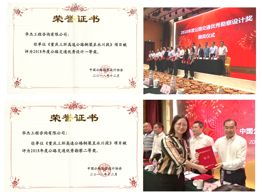 華杰公司榮獲中國公路勘察設(shè)計(jì)協(xié)會2018年度公路交通優(yōu)秀勘察、設(shè)計(jì)獎